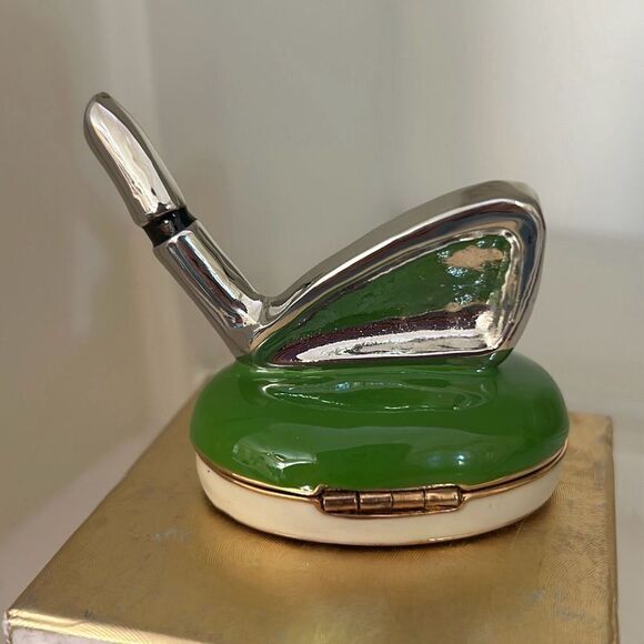 Golf Club Lidded Enameled Box - Picture 2 of 5